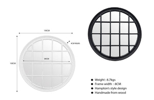 Window Style Mirror - White Circle 100cm - Glam Warehouse
