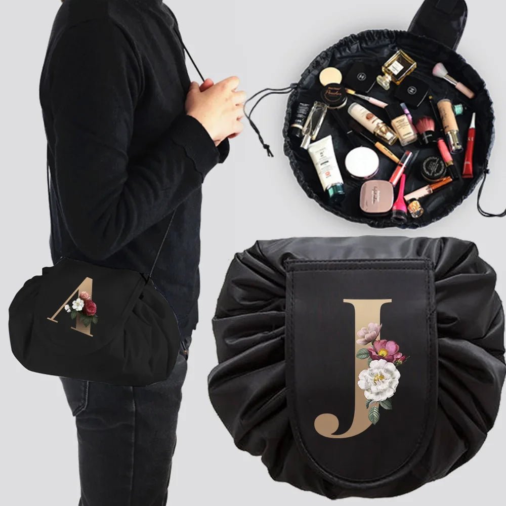 Women's Drawstring Cosmetic Bag Organizer T Gold Series - Glam Warehouse
