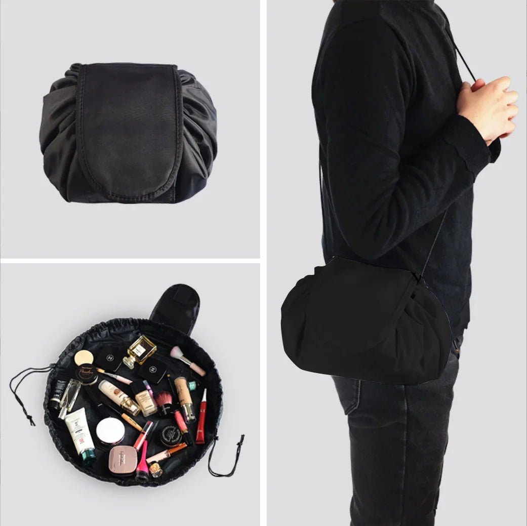 Women's Drawstring Cosmetic Bag Organizer T Gold Series - Glam Warehouse