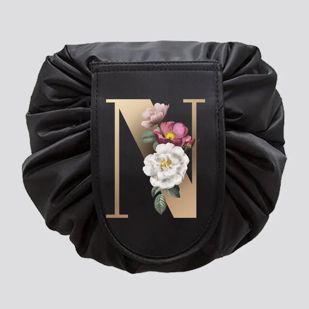 Women's Drawstring Cosmetic Bag Organizer T Gold Series - Glam Warehouse