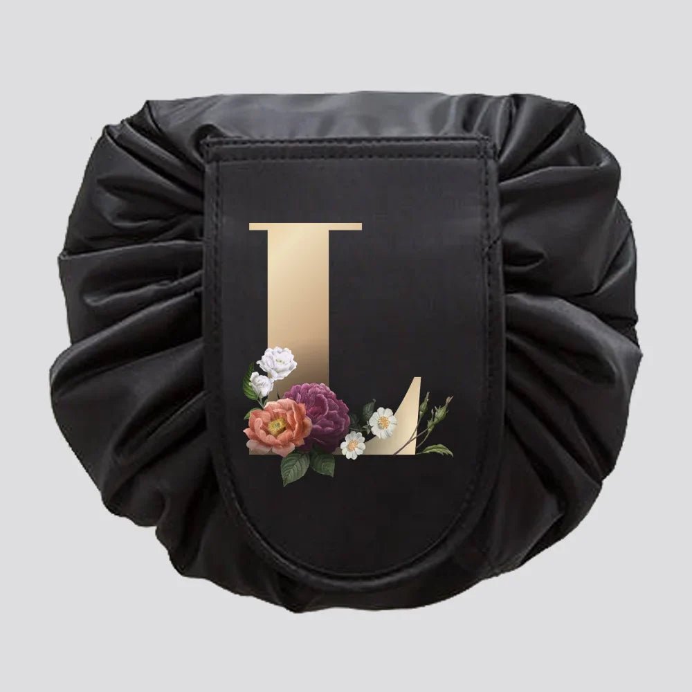 Women's Drawstring Cosmetic Bag Organizer T Gold Series - Glam Warehouse