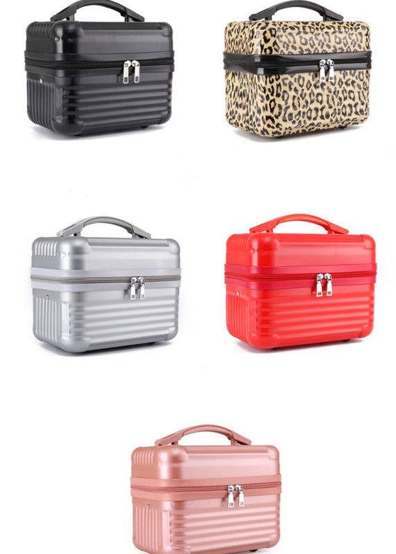 Yellow Leopard Pattern Durable Hard Shell Makeup Travel Case - Large Capacity Portable Cosmetic Organizer Box with Handle - Glam Warehouse
